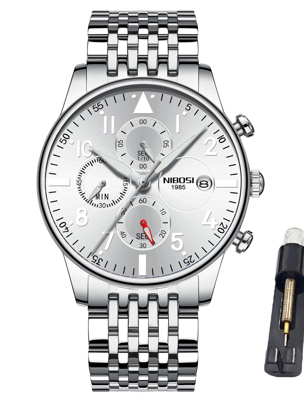 NIBOSI Men’s Quartz Chronograph Waterproof Luminous Designer Wrist Watch